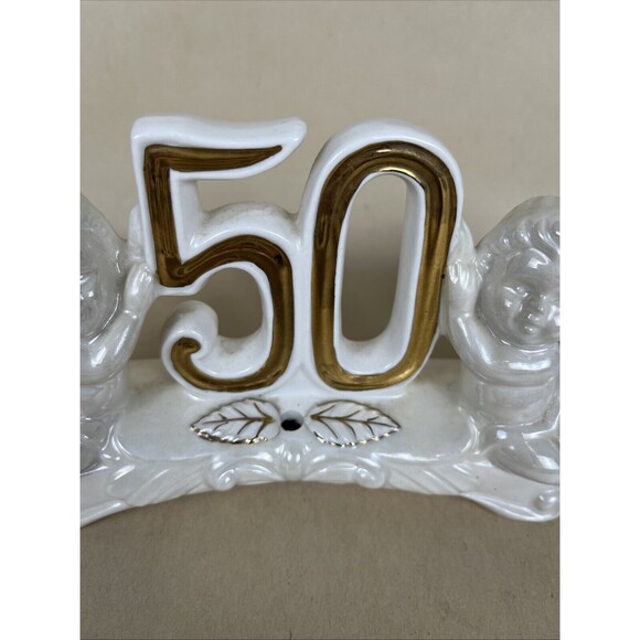 VTG 50 Year Wedding Anniversary Angels Cherubs Candle Holder Korea, Salt &Pepper - Picture 3 of 15